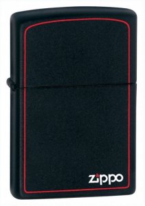 Zippo zapalovač 26117 Black Matte with Zippo & Border