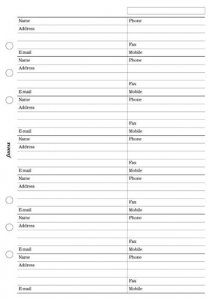 Filofax A5 Adresář - jméno, adresa, e-mail, telefon, fax, mobil