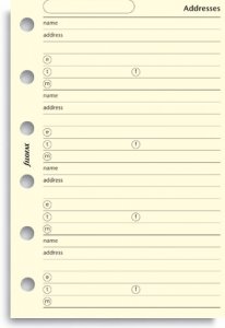 Filofax adresář krémový - jméno, adresa, e-mail, telefon, fax - kapesní