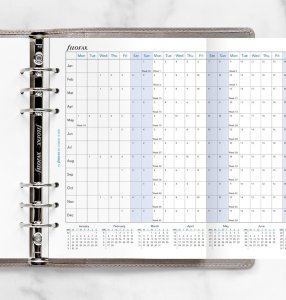 Filofax horizontální kalendář 2021 plánovací AJ - A5