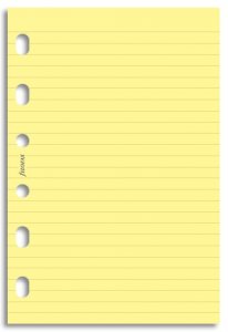 Filofax papír linkovaný žlutý, 20 listů - kapesní